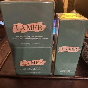 La Mer 1.7 oz Concentrate, La Mer 2 oz soft cream and La Mer cool gel cream 2 oz